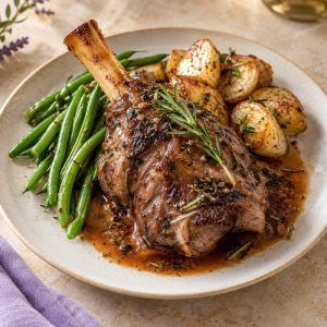 Slow-cooked lamb shank