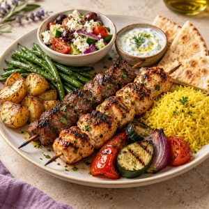 Chicken, steak & lamb kebab skewers