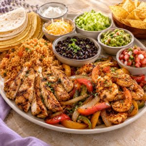 Chicken, steak or shrimp fajitas