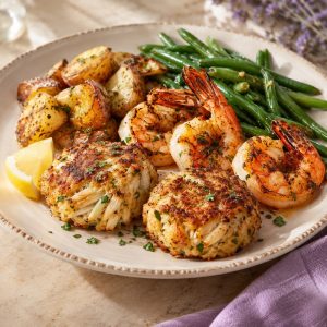 6 oz. crab cakes & grilled jumbo shrimp