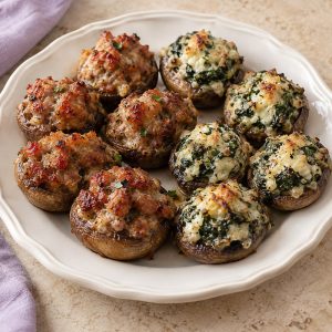 Italian sausage or spinach stuffed mushrooms