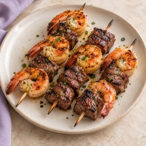 Steak or shrimp skewers